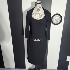 Frank Lyman Design Black Long Sleeve Dress with Belt